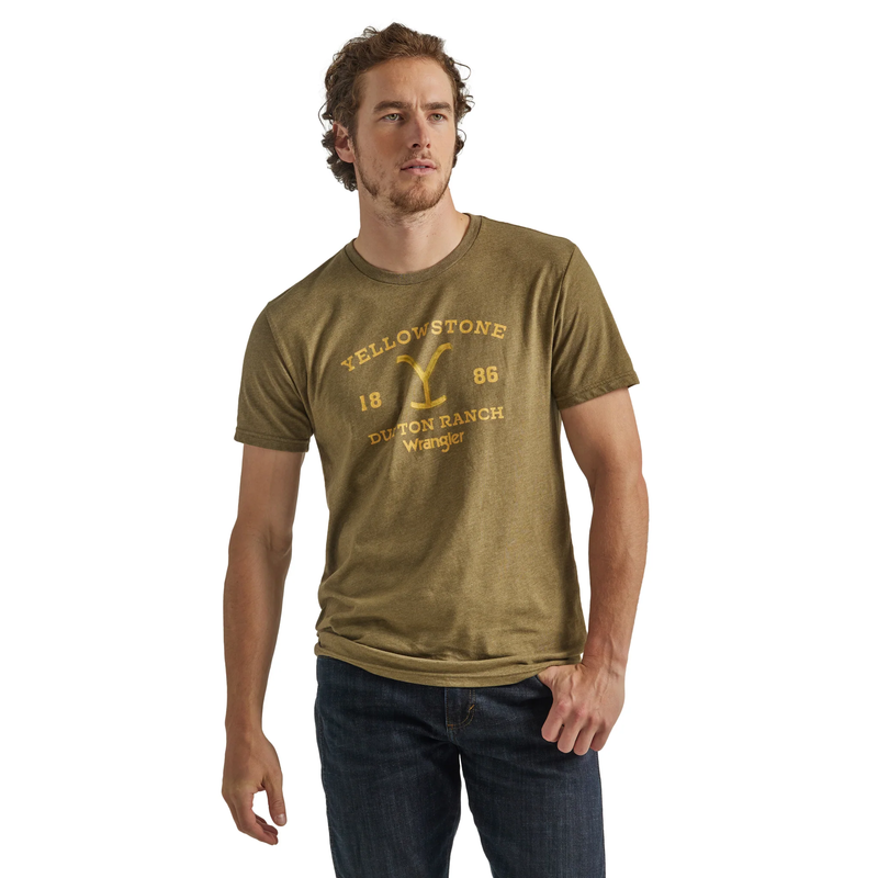 Wrangler Men's Wrangler® Yellowstone Graphic Short Sleeve T-Shirt - Burnt Olive Heather
