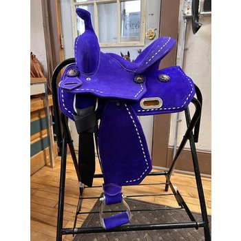 10" Wide TackGrip Suede-Like Barrel Saddle with Buckstitch - Royal Blue