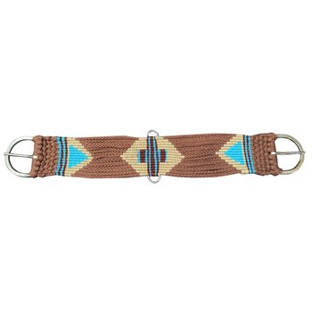 Showman Western Wool String Girth - Brown and Turquoise