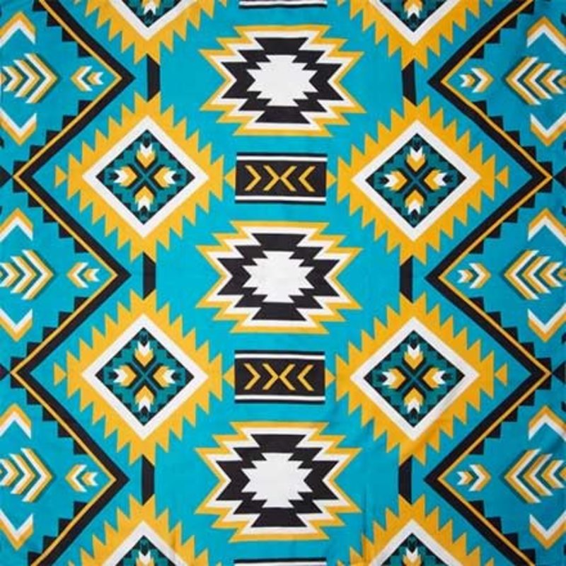 Wyoming Traders Wild Rag Silk Scarf - 34.5" Teal Gold Southwest