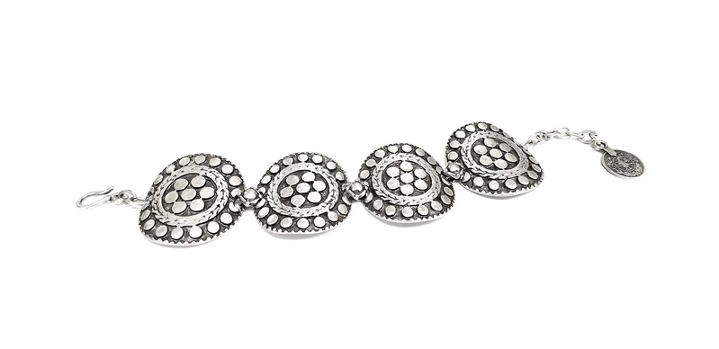 Chanour Jewelry Bracelet - 4-Round Plates - Pewter