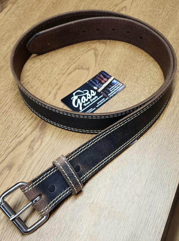 Best Belt and Leather Adult Double Stitched Leather Belt, Distressed Brown