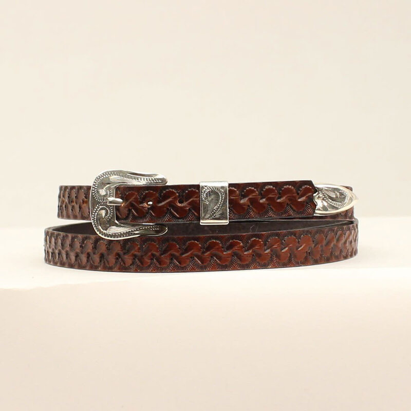 Hat Band - 3/8" Hand Tooled Brown