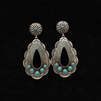 Earrings - Western Oval Turquoise Stones