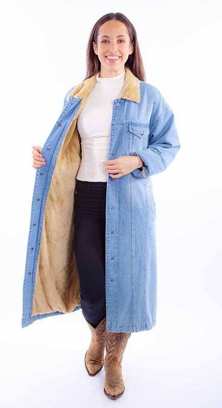 Scully Leather Women's Scully Long Sherpa Lined Denim Jacket