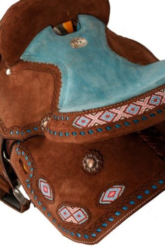 Double T 13" Wide Double T Beaded Barrel Saddle