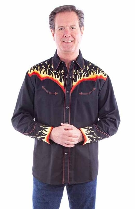 Scully Leather Men's Scully Flaming Music Notes Shirt