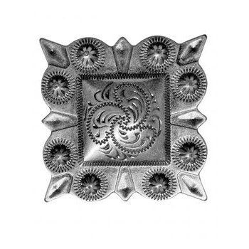 Showman Silver Engraved Square Concho - 1.5" (SOLD IN PAIRS)