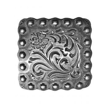 Showman Silver Square Engraved Concho - 1.25" (SOLD IN PAIRS)