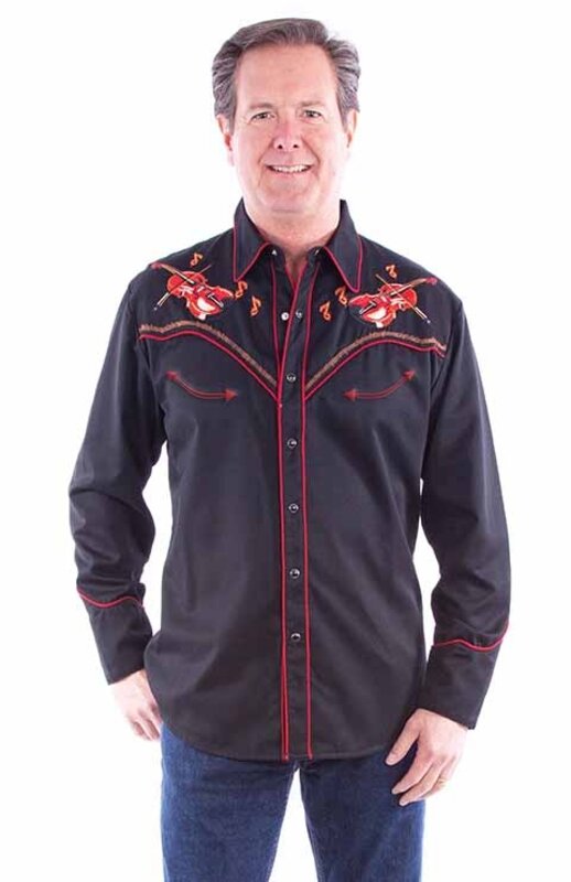 Scully Leather Men's Scully Dueling Fiddles, Black, Shirt