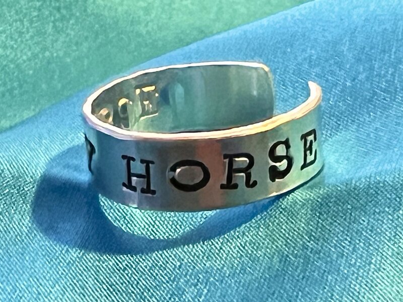 Chickadee and Cherry Adornments Ring - "I Heart My Horse"