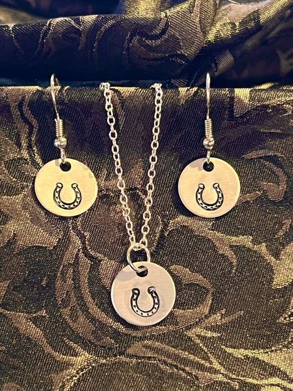 Chickadee and Cherry Adornments Necklace Set - Stamped Horseshoe