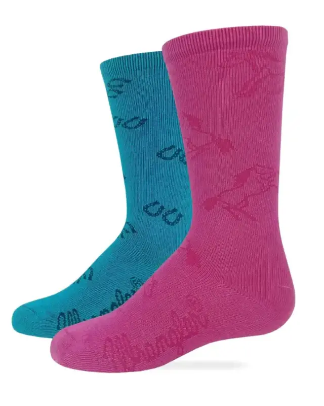 Wrangler Girl's Wrangler Boot Sock (Teal/Pink) - 2PK