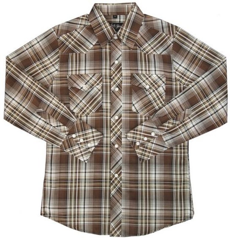 White Horse Children's White Horse Plaid Western Shirt 65/35 - Brown