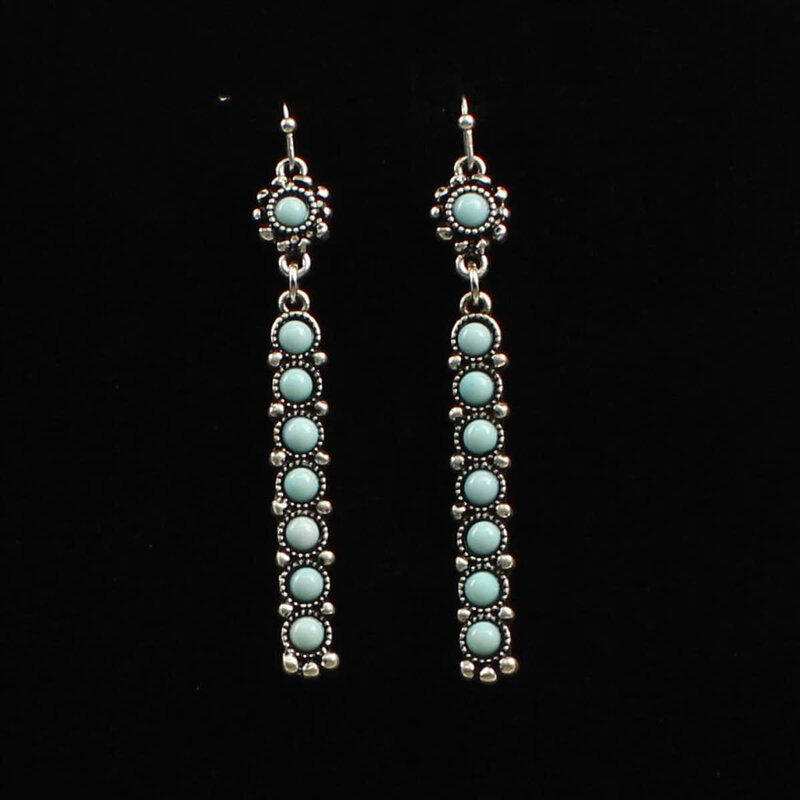 Earrings - Silver Bar with Turquoise Stones