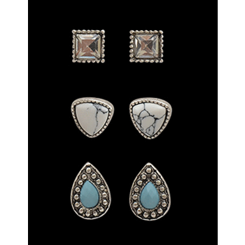 Earring Set - Square, Triangle, and Teardrop