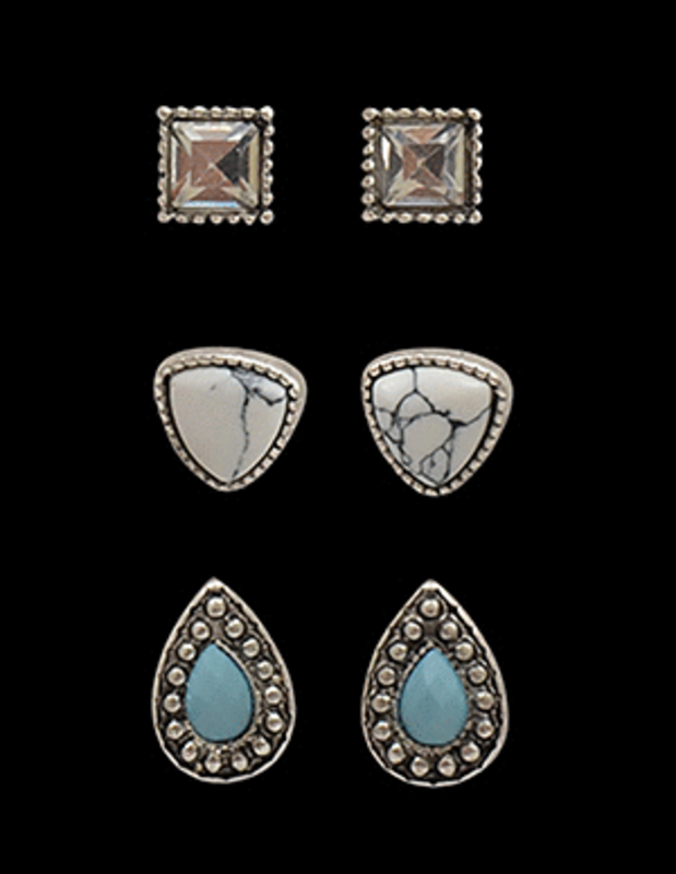 Earring Set - Square, Triangle, and Teardrop