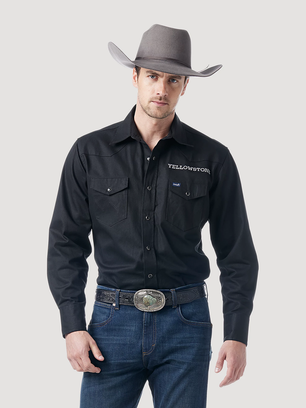 Wrangler Men's Wrangler Yellowstone Black Twill Snap Shirt