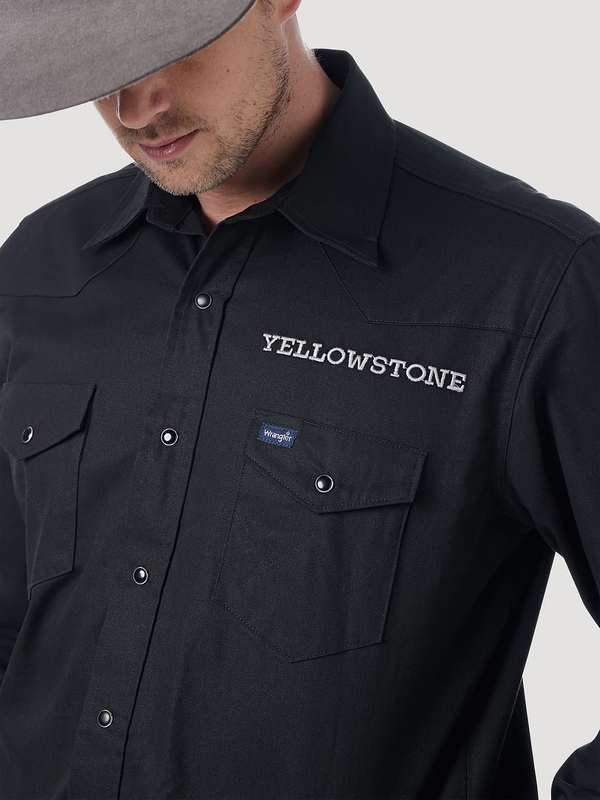 Wrangler Men's Wrangler Yellowstone Black Twill Snap Shirt