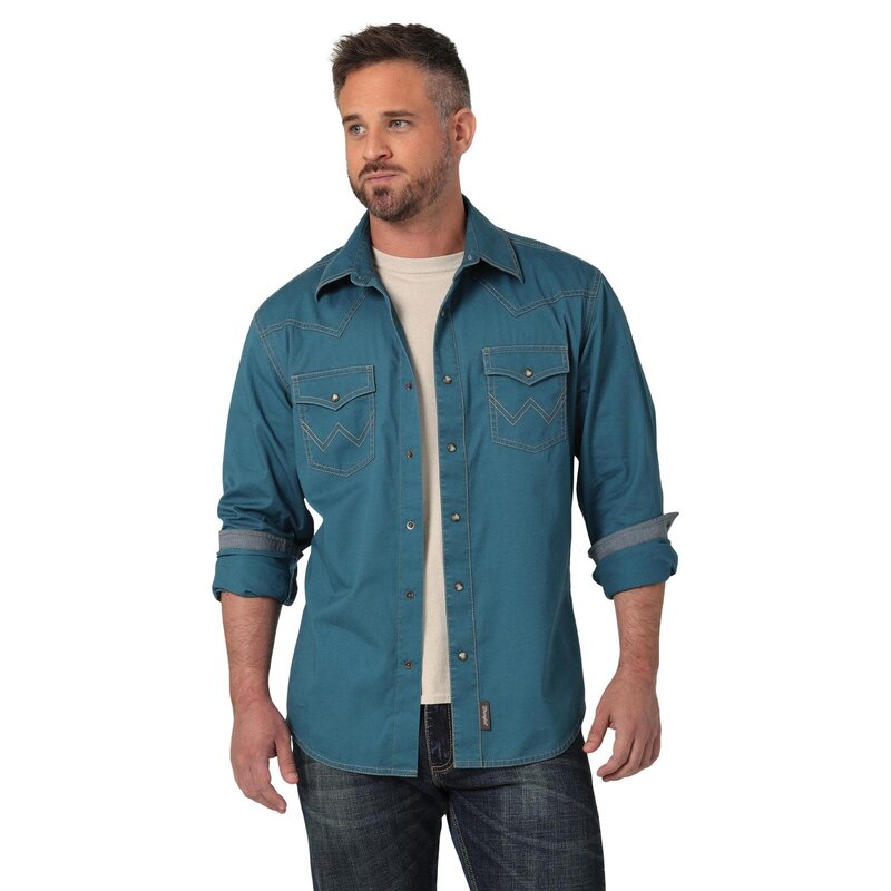 Wrangler Men's Wrangler Retro Premium L-S Snap Shirt-Blue