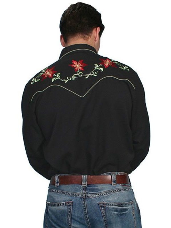 Scully Leather Men's Scully Floral Embroidered Shirt