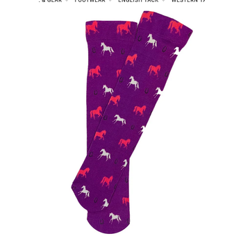 AWST Children's Horses and Horseshoes Socks - Purple