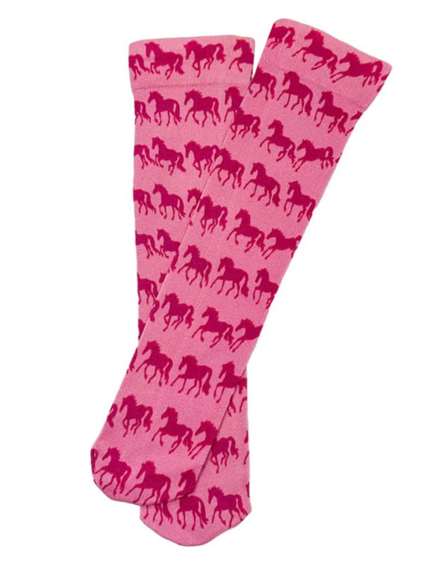 AWST Children's Lila Frolicking Horse Horse Socks - Pink