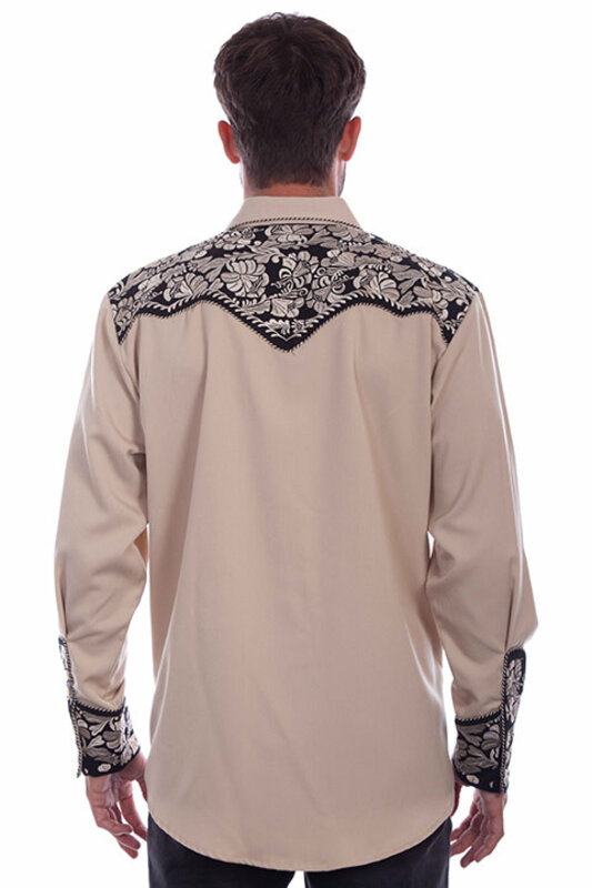 Scully Leather Men's Scully Floral Tooled Snap Front Shirt