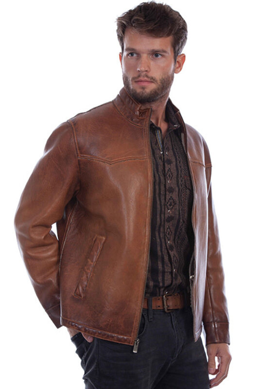 Scully Leather Men's Scully Lined Leather Jacket - Cognac