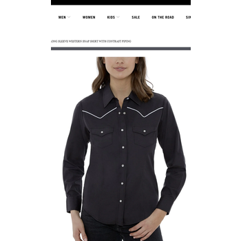 Ely and Walker Women's L/S Solid with Contrast  Piping Shirt