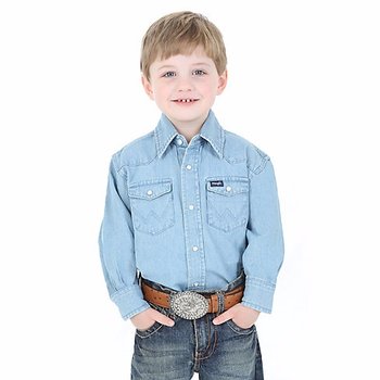 Wrangler Children's Wrangler Cowboy Cut Western Snap Shirt - Denim