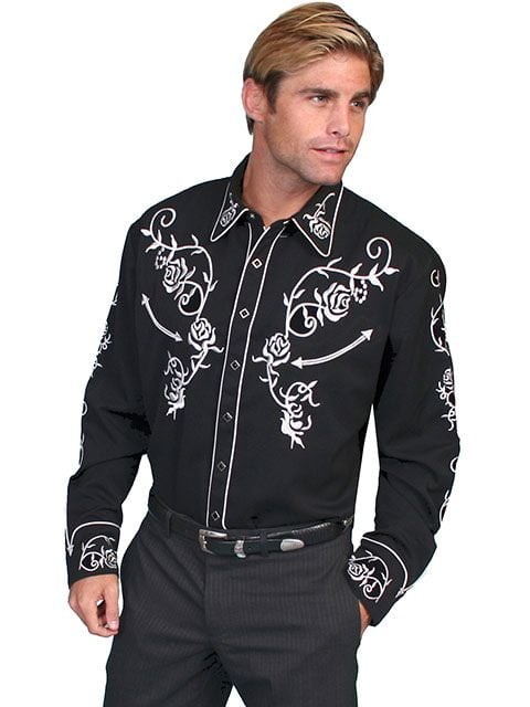 Men's Scully Rose Embroidery Western 