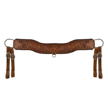 Showman Floral Tooled Leather Tripping Collar with Black Whip-Stitching