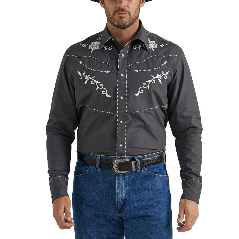 Wrangler Men's Wrangler Rodeo Ben L/S Grey Shirt