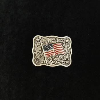 Nocona Belt Buckle - Youth Size Stars and Flag