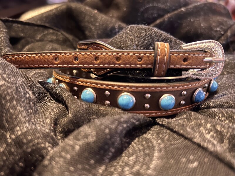 Hat Band - Leather w/ Turquoise Stones