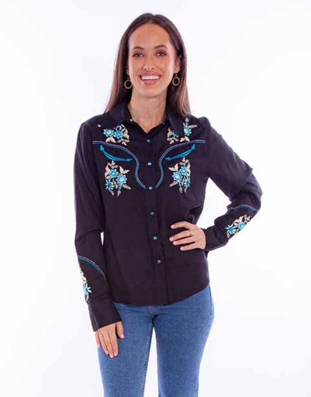 Scully Leather Women's Scully Floral Embroidered Shirt