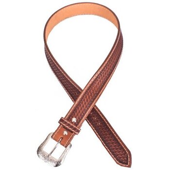 Showman Adult- Argrentina Cow Leather Belt with Basketweave Tooling