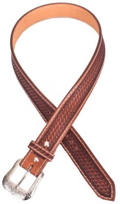 Showman Adult- Argrentina Cow Leather Belt with Basketweave Tooling