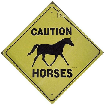 Caution Horses (Crossing) Sign - 12" x 12"