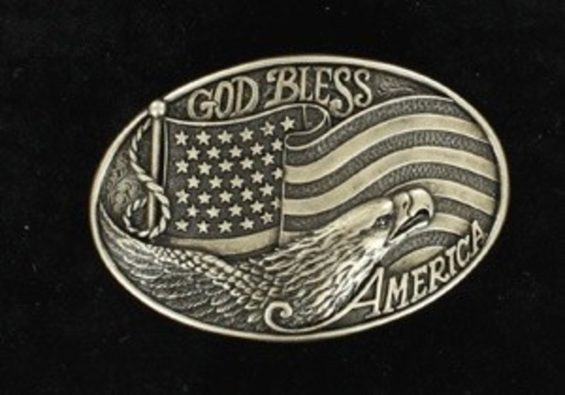 Nocona Belt Buckle - Flag and Eagle Oval