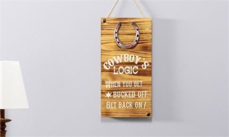 Giftcraft Inc. Wood Wall Sign, Cowboy's Logic - 8" x 15.5"