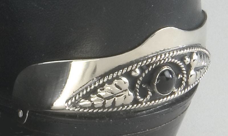 WEX Boot Heel Guards - Silver w/Onyx Inlay