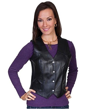 Scully Leather Women's Scully Soft Touch Lamb Leather Vest, Black