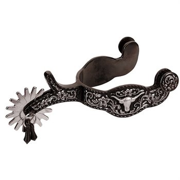 Weaver Show Spurs with Engraved Floral Trim and Longhorn Accent