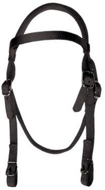 Triple E Triple-E Nylon Browband Headstall Navy - Horse (USA Made)