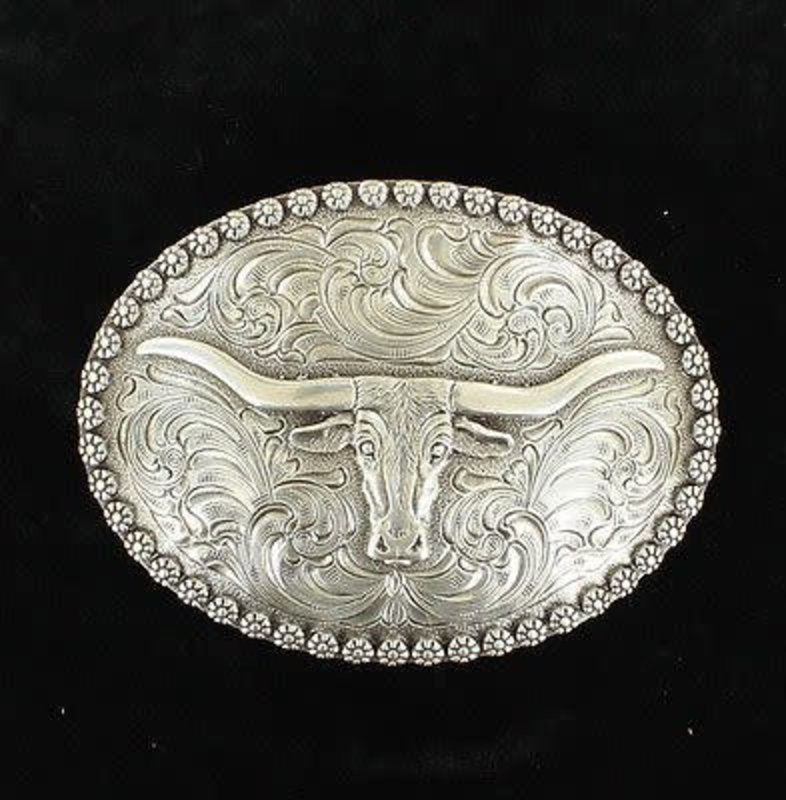 Nocona Belt Buckle - Long Horn with a Berry Edge