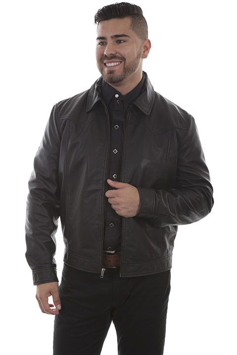 Men's Scully Black Lamb Leather Jacket - Gass Horse Supply