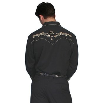 Scully Leather Men's Scully Music Staff Embroidered Shirt