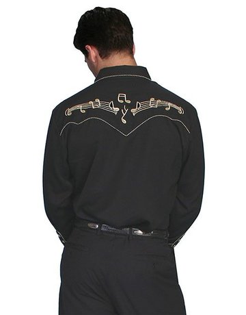 Scully Leather Men's Scully Music Staff Embroidered Shirt